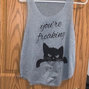 L.A soul tank top “you’re freaking meowt”